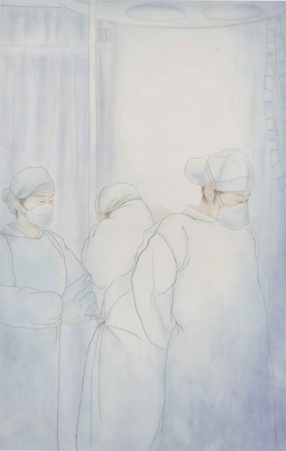 王阅《齐心战“疫”》110×70cm宣纸