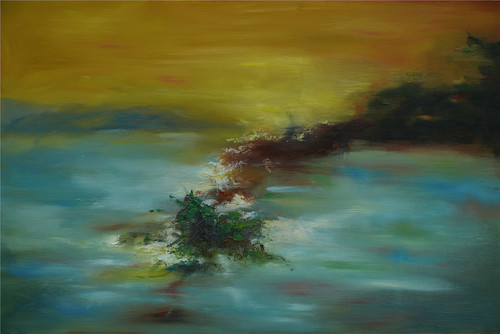 韩魄莹 吾心之湖 西湖  布面油画 80×90cm 4幅  2018 3