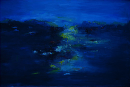 韩魄莹 吾心之湖 西湖  布面油画 80×90cm 4幅  2018 4