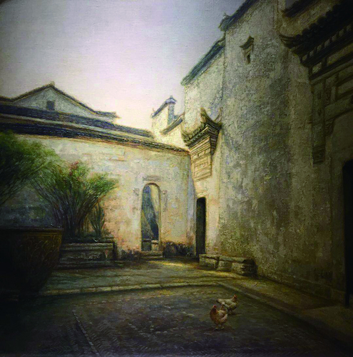 阳光下的庭院 陈乃明尺寸：80x100cm
