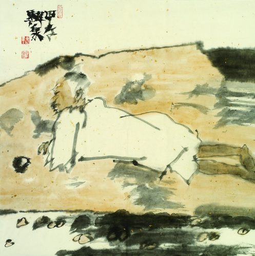 何兴泉 高士图 68×68cm 纸本设色
