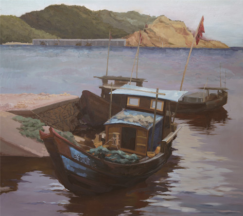 绘画141（油画） 2014210112 张奕阳 （顾致农）《渔港》