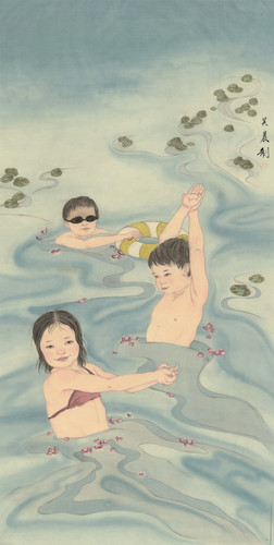 美教151（国画）2015210701007.吴晨晨（杨庆荣指导）《嬉·水》