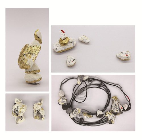 徐秀楠  书写的退化  首饰设计  15cm×70cm  3cm×10cm  3cm×7cm  2018年