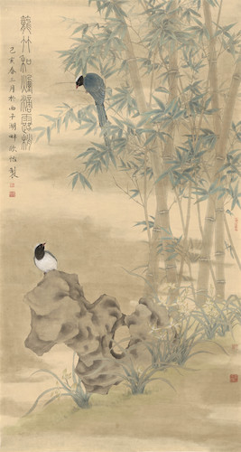 美术151（国画）2015210701020 张欣怡（程沙指导）《笼竹和烟滴露梢》