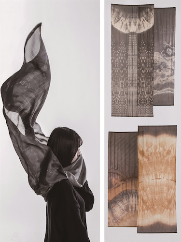 黄振荣  茶中景  扎染  70cm×200cm  2018年