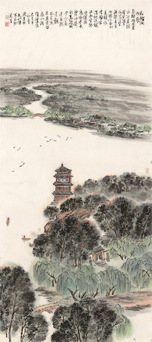 绘画153（山水） 2015210703033 刘延昊 （孔耘指导） 《马踏湖放歌》_副本